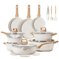 2026 NewCarote Nonstick Cookware Sets, 24 Pcs Granite Non Stick Pots and Pans Set, Induction Cookware, White