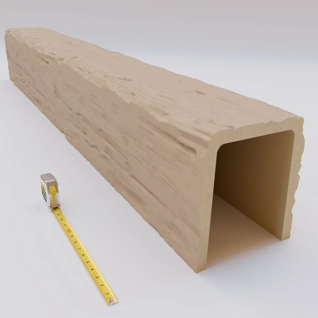 2026 NewEkena Millwork 3 1/2"W x 3 1/2"H x 120"L 3-Sided (U-Beam) Salvaged Timber HeritageTimber Faux Wood Ceiling Beam, Kona Brown