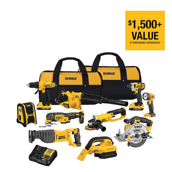 2026 New20V MAX Cordless 10 Tool Combo Kit with (2) 20V 2.0Ah Batteries, Charger, and Bag