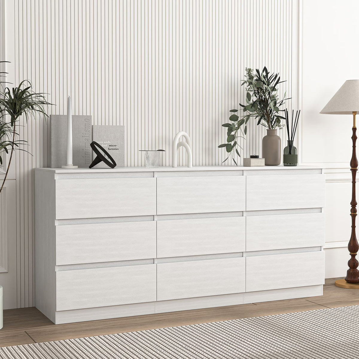 2026 NewResenkos Modern Mid Century 6 Drawer Wide Dressers Chests for Bedroom, Chest of Drawer Organizer Grey