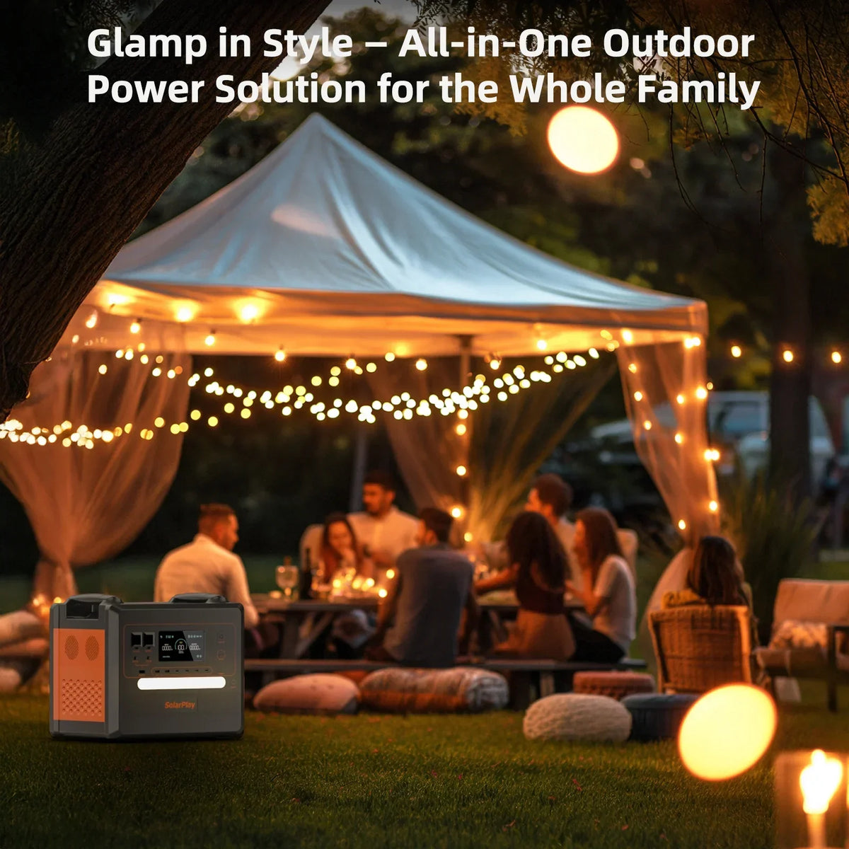2026 NewSolarplay 2400W(4800W Peak) Solar Generator, with 400W Solar Panel,2160Wh Portable LiFePO4 Battery Power Station for Camping Home Backup RV