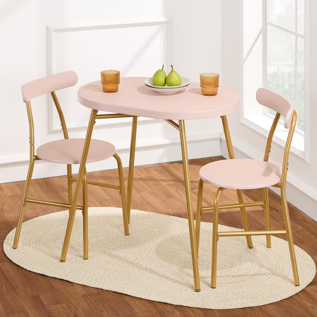 2026 NewBest Choice Products 3-Piece Modern Oval Dining Table Set, Small Kitchen Dinette w/ 2 Chairs - Black/Black