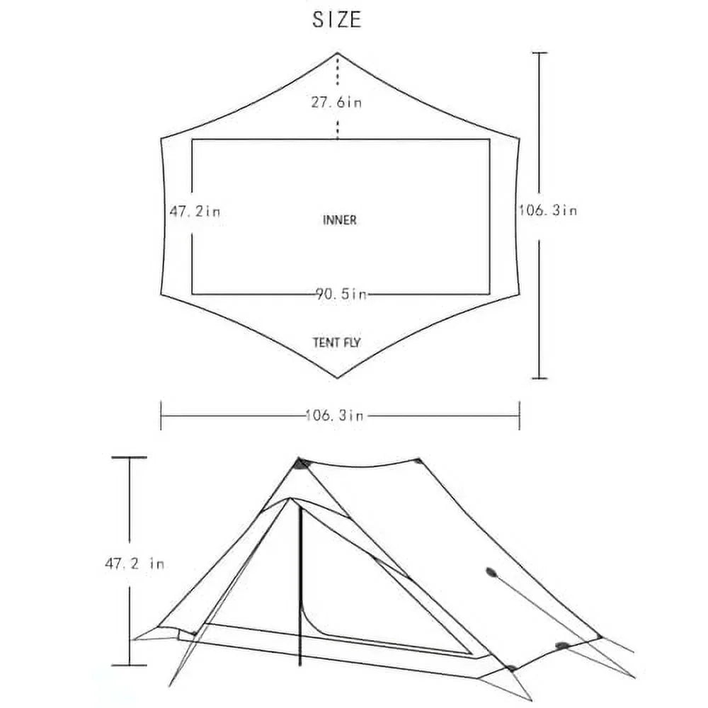 2026 New3F UL Gear Lanshan Ultralight Tent Waterproof Professional Hiking Tent 2Person Tents for Camping 4 Season Backpacking Tent (Khaki-2 People, 4 Season)