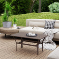 2026 NewOutsunny Outdoor Coffee Table, All-Weather Rectangle Patio Coffee Table with Slatted Tabletop for Outside, Patio, Brown