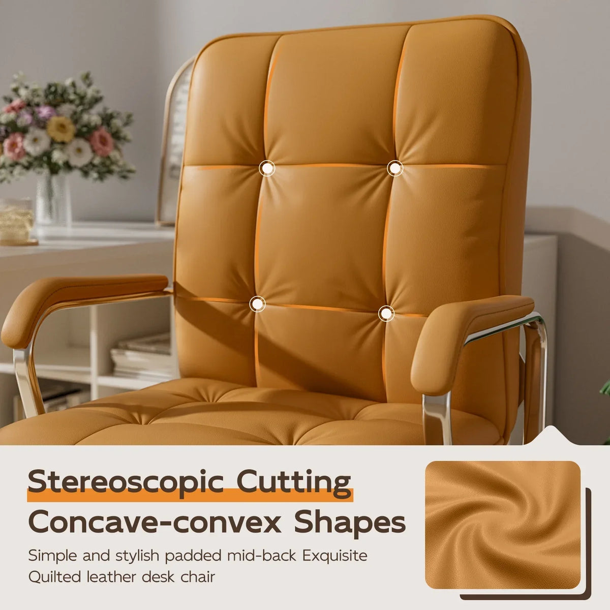 2026 NewSolfway White Office Chair, Swivel Leather Computer Desk Chair with Wheels and Padded Arms, Executive Office Chair for Adults