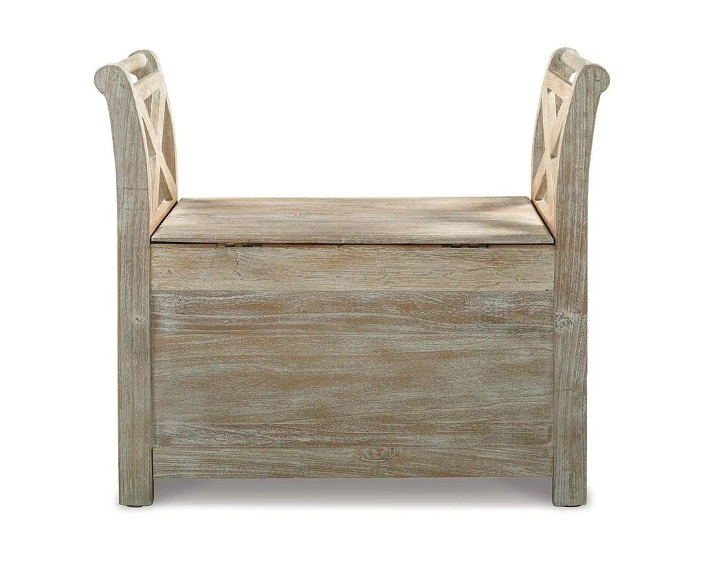 2026 NewSignature Design by Ashley Casual Fossil Ridge Accent Bench Whitewash