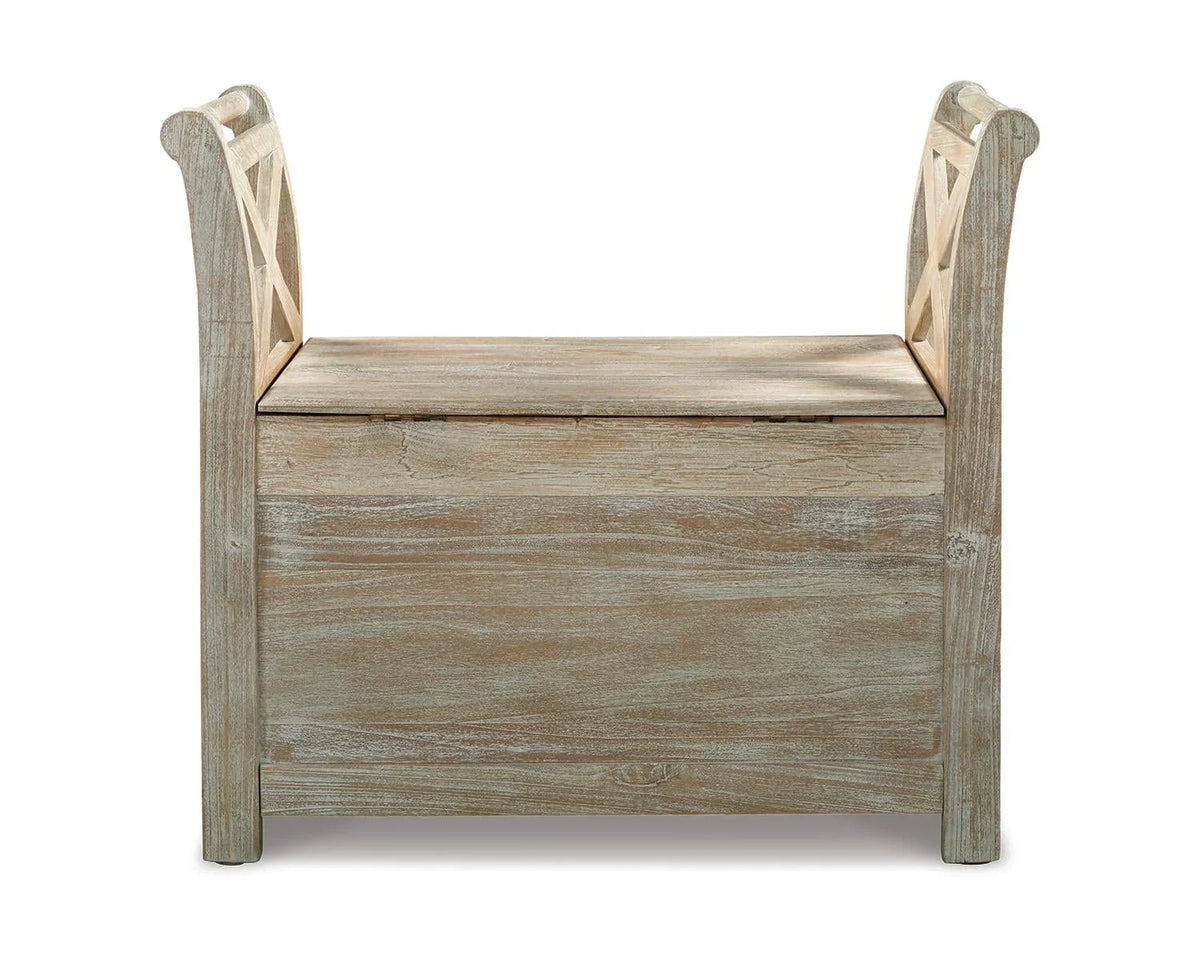 2026 NewSignature Design by Ashley Casual Fossil Ridge Accent Bench Whitewash