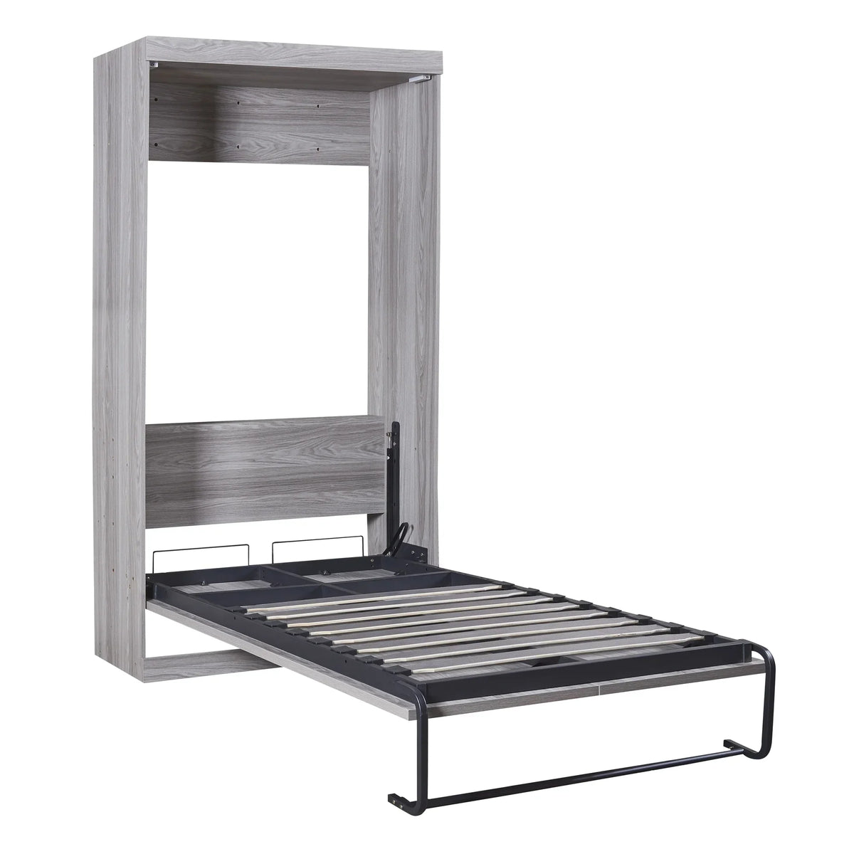 2026 NewEuroco Pine Wood Twin Size Murphy Bed, Convertible Wall Bed into A Cabinet, Gray