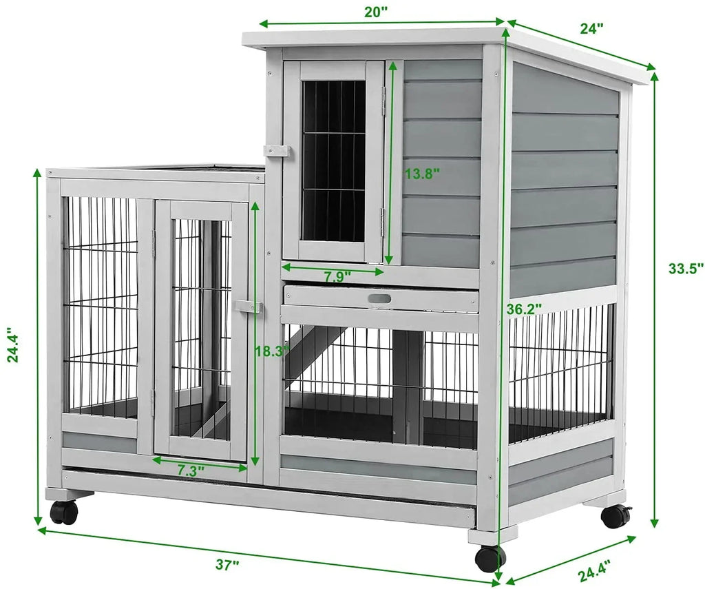 2026 NewYODOLLA Indoor Rabbit Hutch Bunny Cage Large Pet House for Small Animal with Wheels