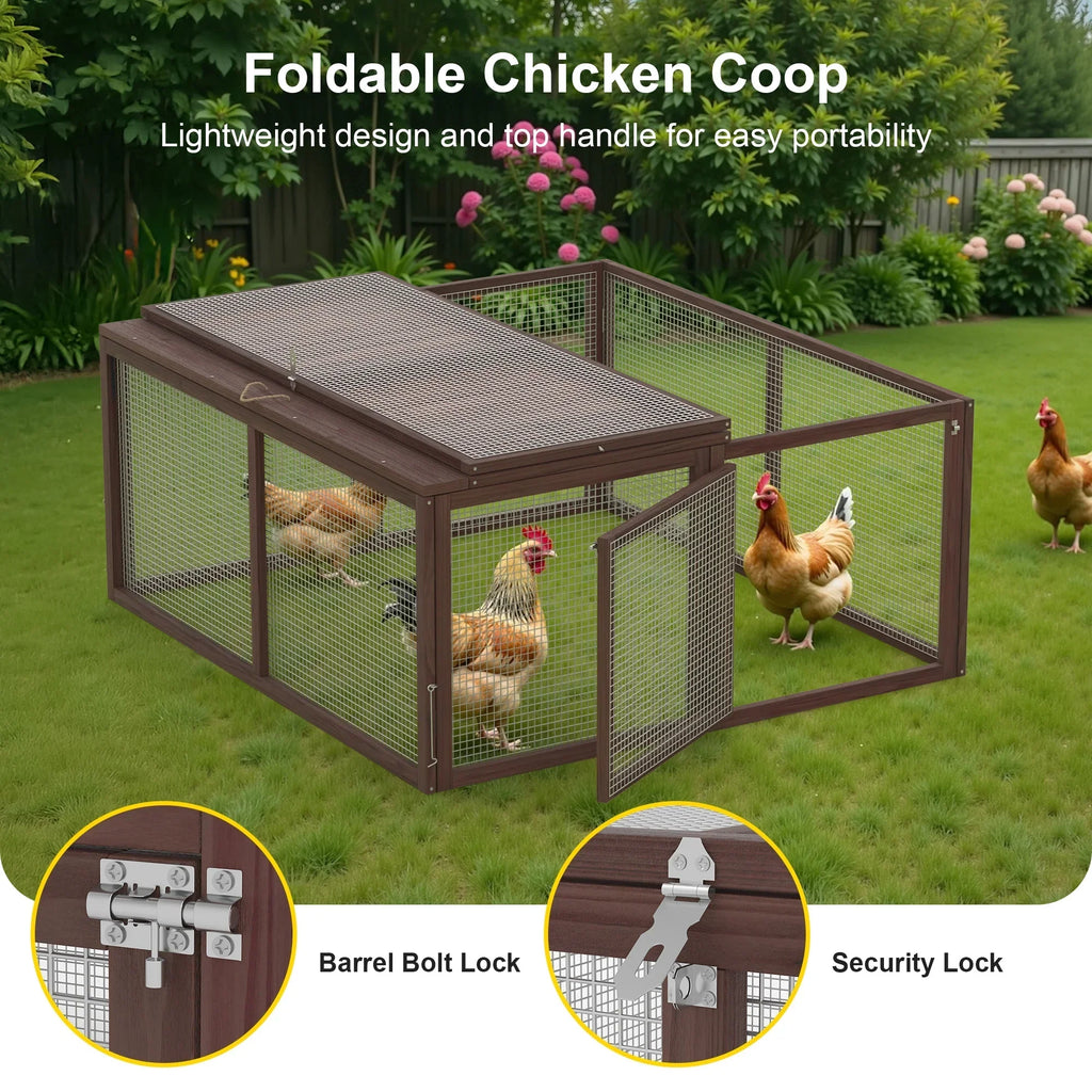 2026 NewPortable Chicken Coop Run Rabbit Hutch Outdoor Small Animal Cage House Wooden Poultry Enclosure for Bunny, Duck, Chick, Quail, No Assembly Required