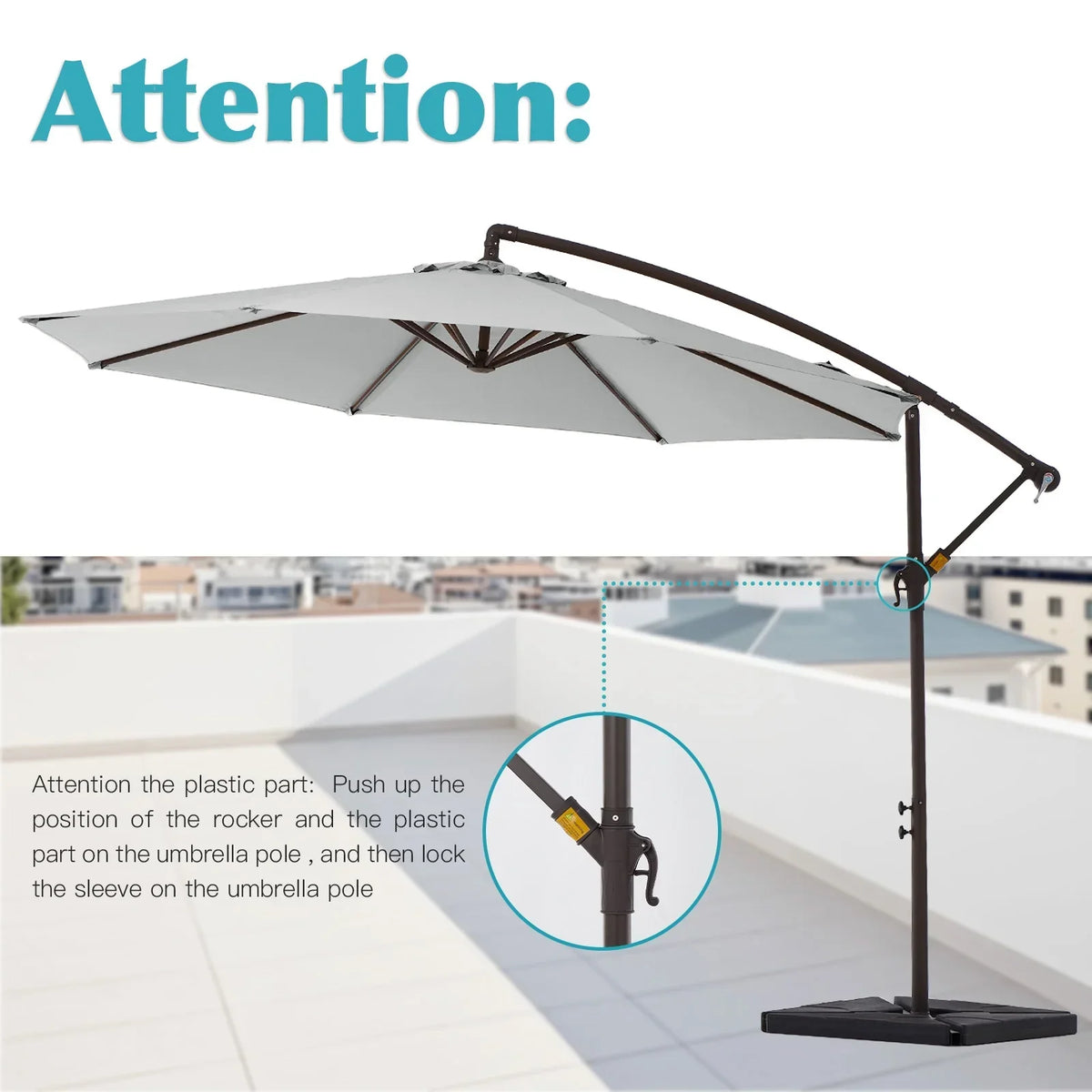 2026 NewJUSTLET 10ft Heavy Duty Patio Hanging Offset Cantilever Patio Umbrella W/ 4-Piece Base Included Included, Beige