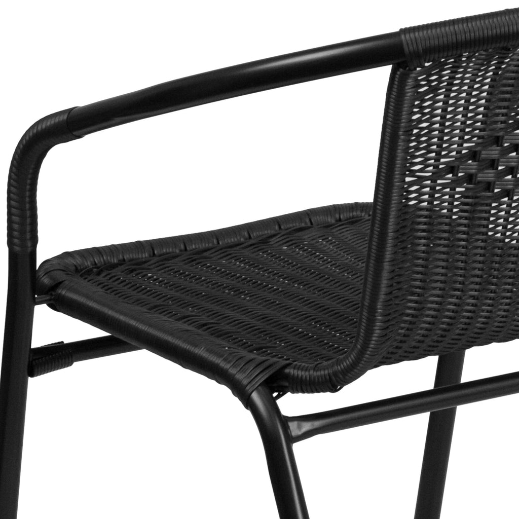2026 NewEmma + Oliver Indoor/Outdoor Stacking Rattan Restaurant Patio Chairs, Set of 2, Gray