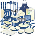 2026 New54-Piece Kitchen Cookware Set �C Complete Non-Stick Ceramic Pots and Pans Set with Utensils, Bakeware, and Knife Set, Gas, Electric & Induction Compatible, Blush Pink Kitchen Essentials