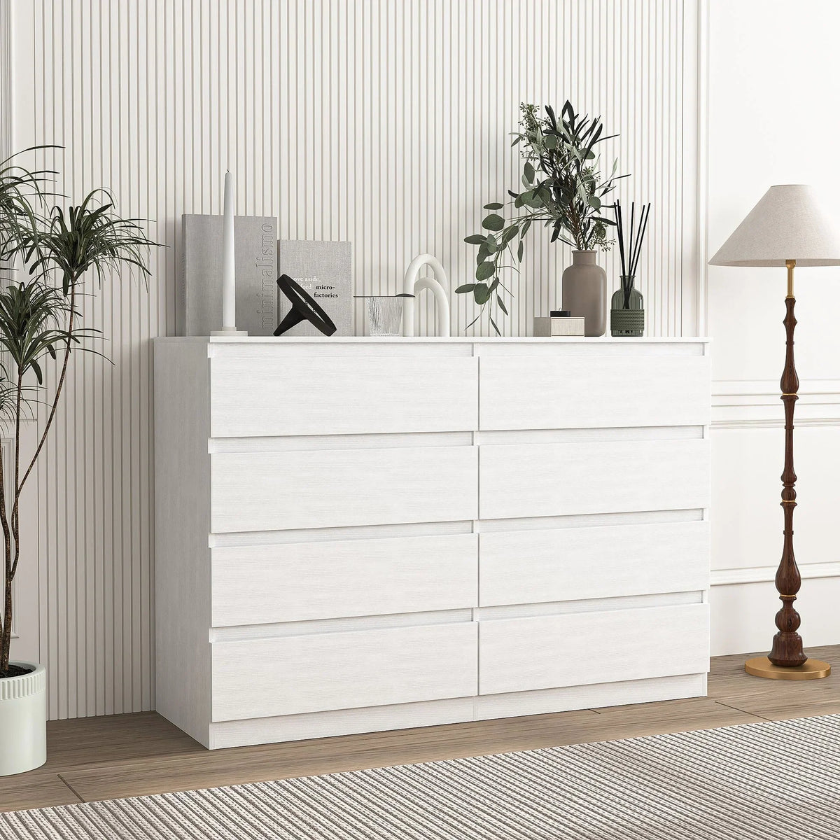 2026 NewResenkos Modern Mid Century 6 Drawer Wide Dressers Chests for Bedroom, Chest of Drawer Organizer Grey