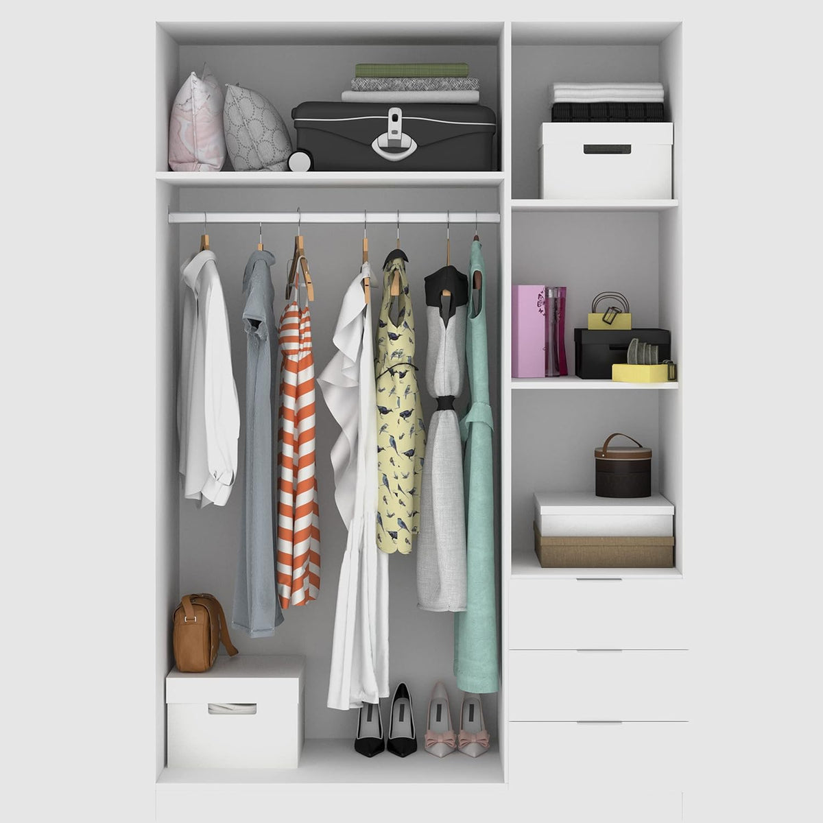 2026 DEKIT GRUPO RIMOBEL Armario Ropero 3 Puertas Y 3 Cajones - Blanco - 121X184X52 Cm