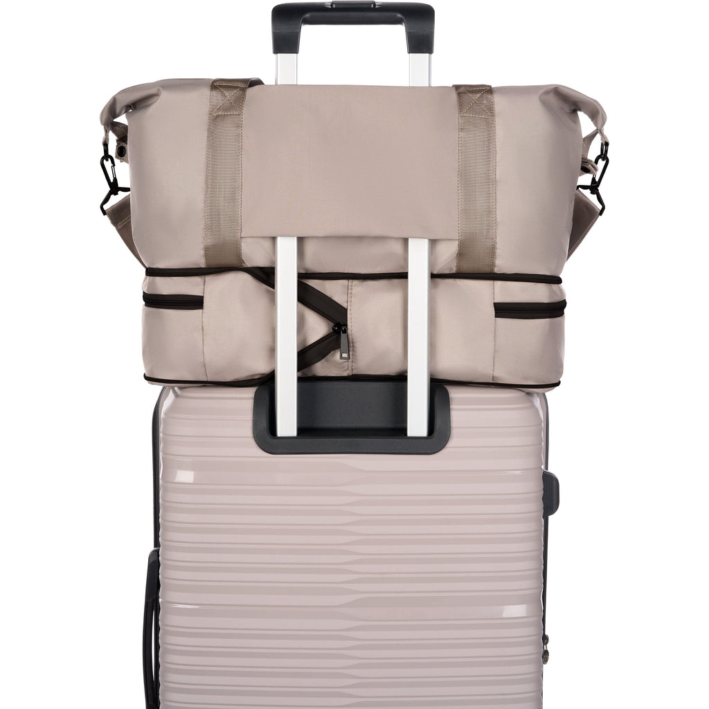 2026 NewProtege 3-Piece Luggage Set, Taupe Splash, 20-inch Carry On, 25-inch Checked Suitcase & Weekender Duffel