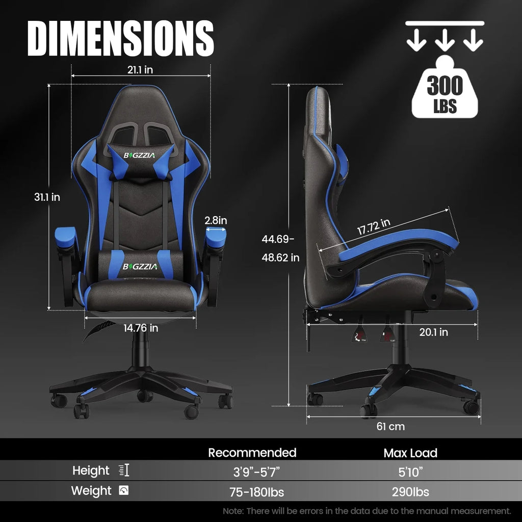 2026 NewBigzzia Gaming Chair Office Chair, Ergonomic Game Chair with Height Adjustable Headrest and Lumbar Support for Adults Teens, Black & White