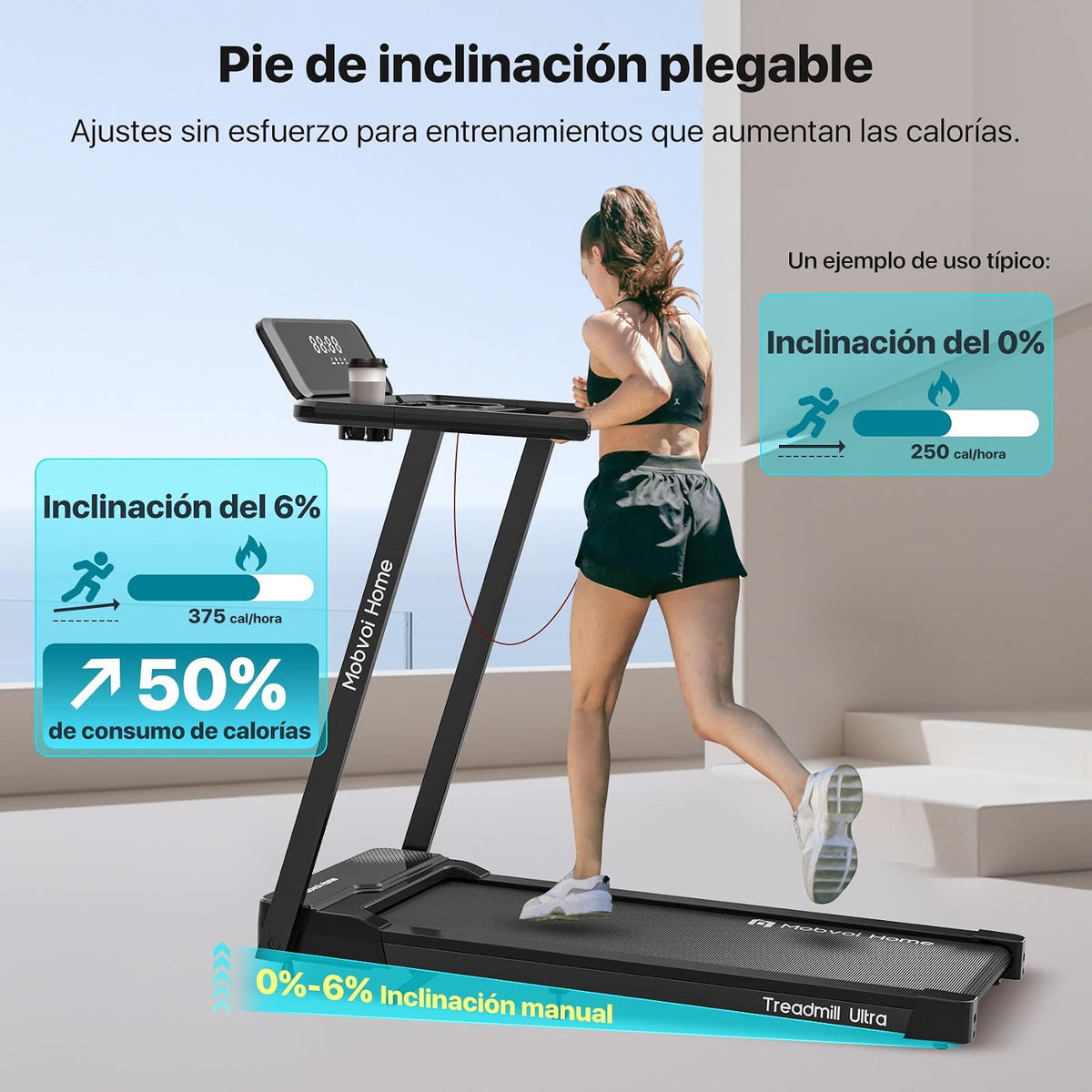 2026 Mobvoi Cinta de Correr 3 en 1 Cinta de Correr Casera Plataforma para Caminar en Casa，Cintas de Correr eléctricas, Cintas de Correr para Oficina，12 km/h 120 kg