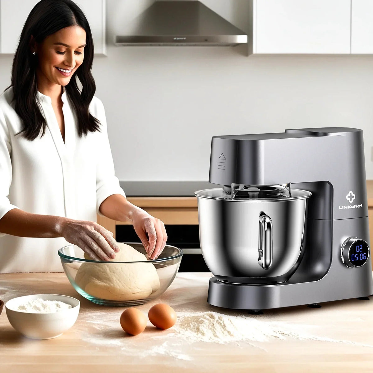 2026 NewLINKChef 7.4 Quart Stand Mixer, 800W 12-Speed Tilt-Head Food Mixer, Kitchen Electric Mixer with Dough Hook, Wire Whip & Beater