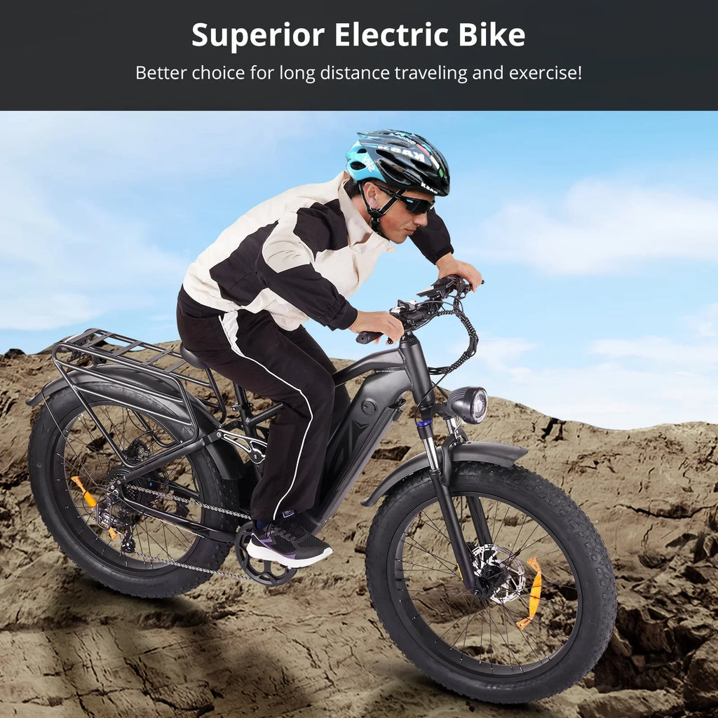 2026 NewElectric Bike for Adults,1000W E Bikes for Men,26" Fat Tire Electric Bikes,48V 17.5AH Battery,28MPH,7 Speed&Dual Hydraulic Disc Brakes,LCD Screen,60Miles Range,Electric Mountain Bicycle