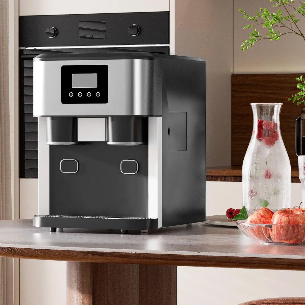 2026 NewTABU 40Lbs/24H Countertop Ice Maker Machine,3 in 1 Ice Maker with Water Dispenser,Crushed Ice,Black