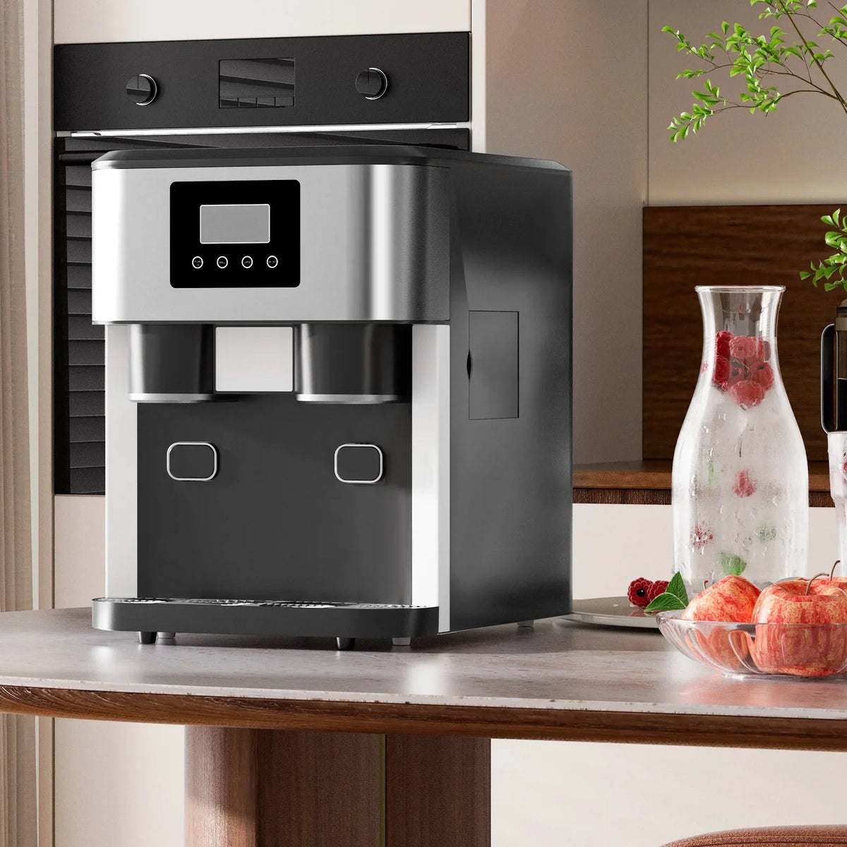 2026 NewTABU 40Lbs/24H Countertop Ice Maker Machine,3 in 1 Ice Maker with Water Dispenser,Crushed Ice,Black