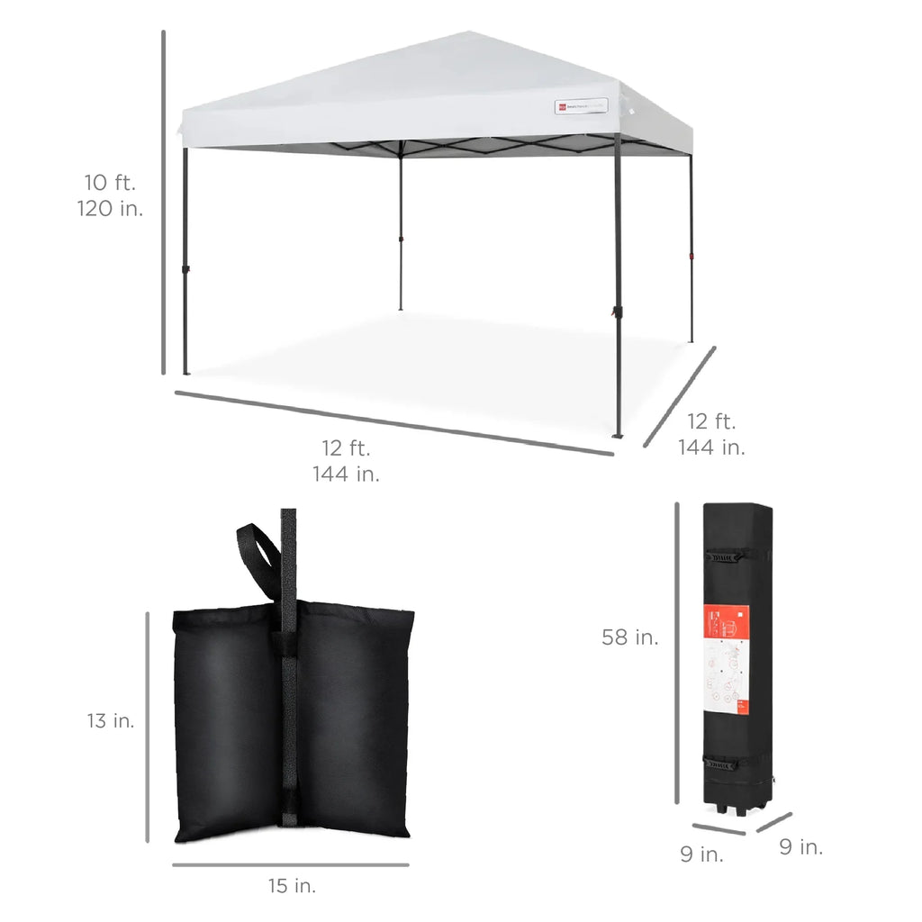 2026 NewBest Choice Products 12x12ft Easy Setup Pop Up Canopy w/ 1-Button Setup, Wheeled Case, 4 Weight Bags - Navy Blue