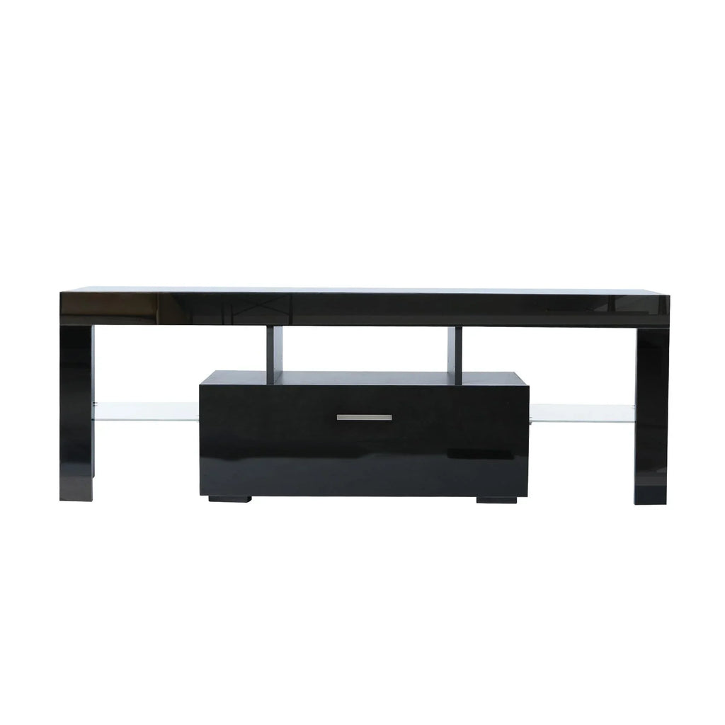 2026 NewPAPROOS TV Stand for TVs up to 70", High Gloss TV Cabinet with LED Light, Modern TV Console Table with Storage Drawers, Media Television Stand Entertainment Center, White