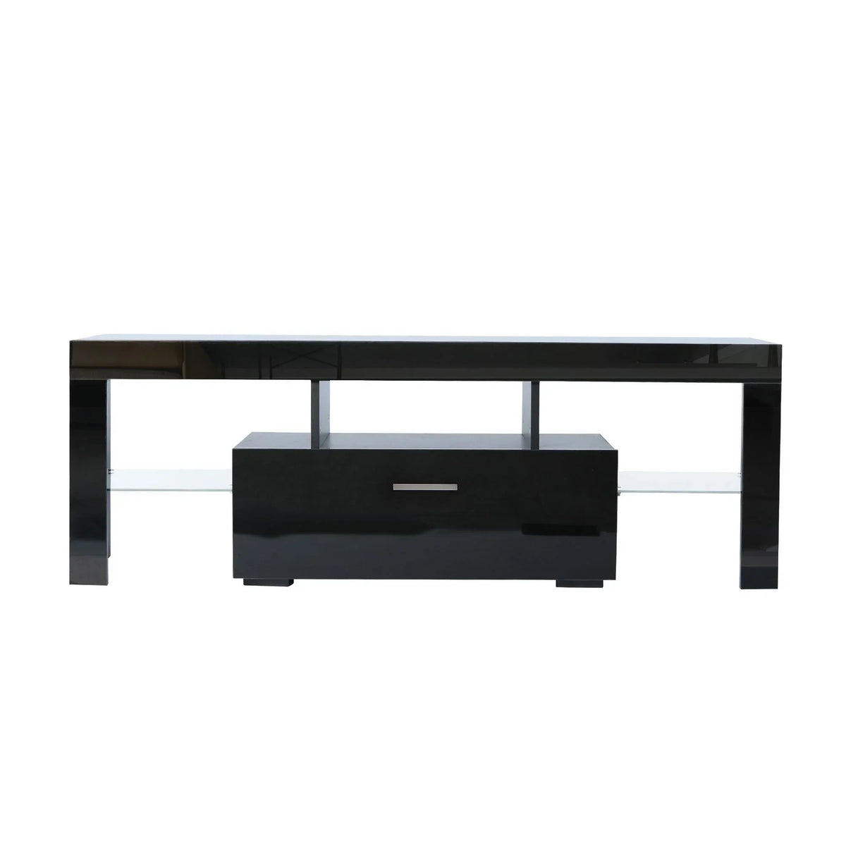 2026 NewPAPROOS TV Stand for TVs up to 70", High Gloss TV Cabinet with LED Light, Modern TV Console Table with Storage Drawers, Media Television Stand Entertainment Center, White