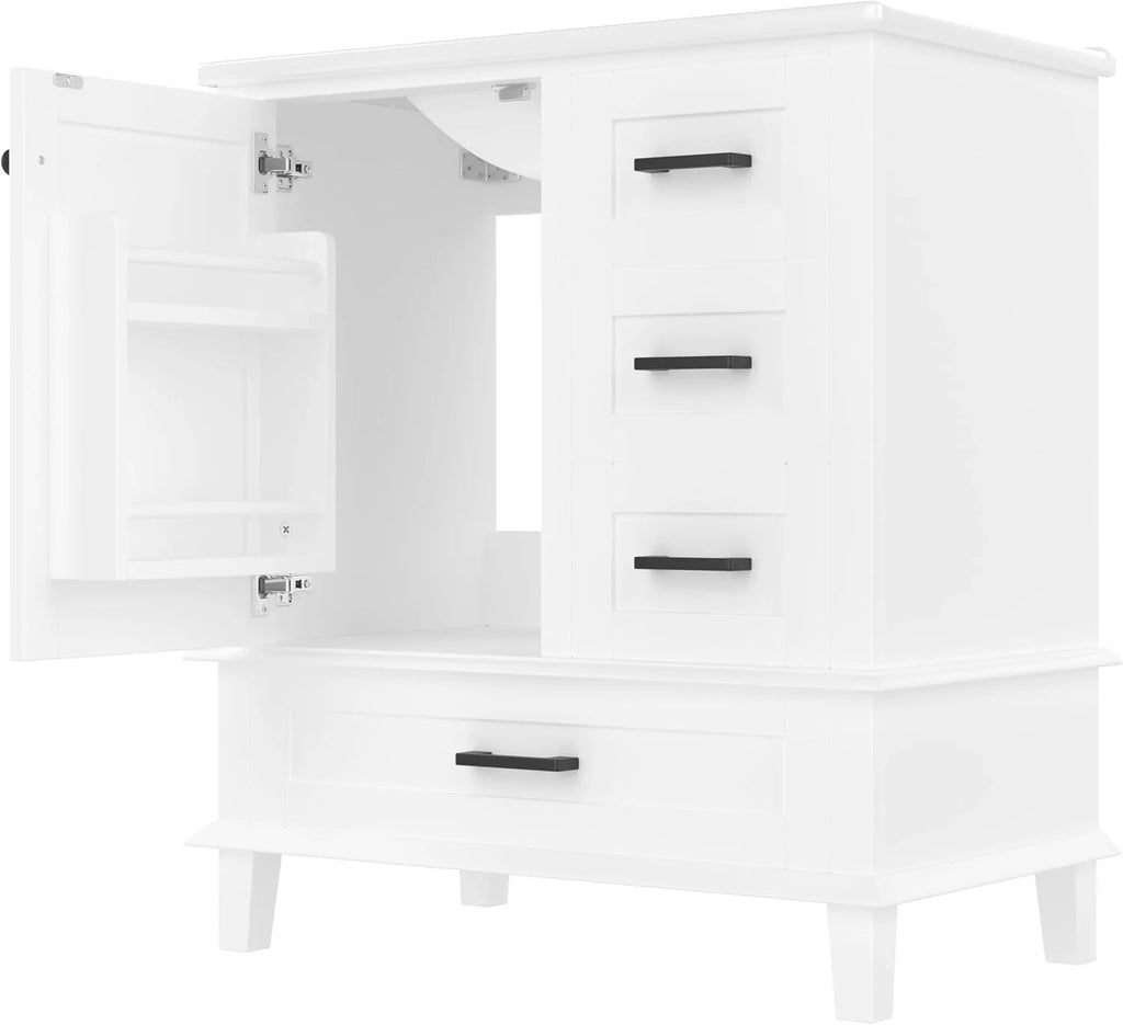 2026 Moimhear Mueble de baño de pie, lavabo, lacado completo, tres cajones silenciosos, lavabo de cerámica integrado (blanco, 76 x 46 x 83,5 cm)