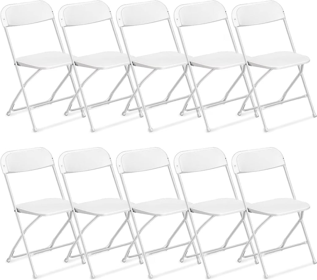 2026 NewKtaxon 10 Pack Commercial Plastic Folding Chairs Stackable Wedding Party Chairs Portable Chairs for Outdoor White