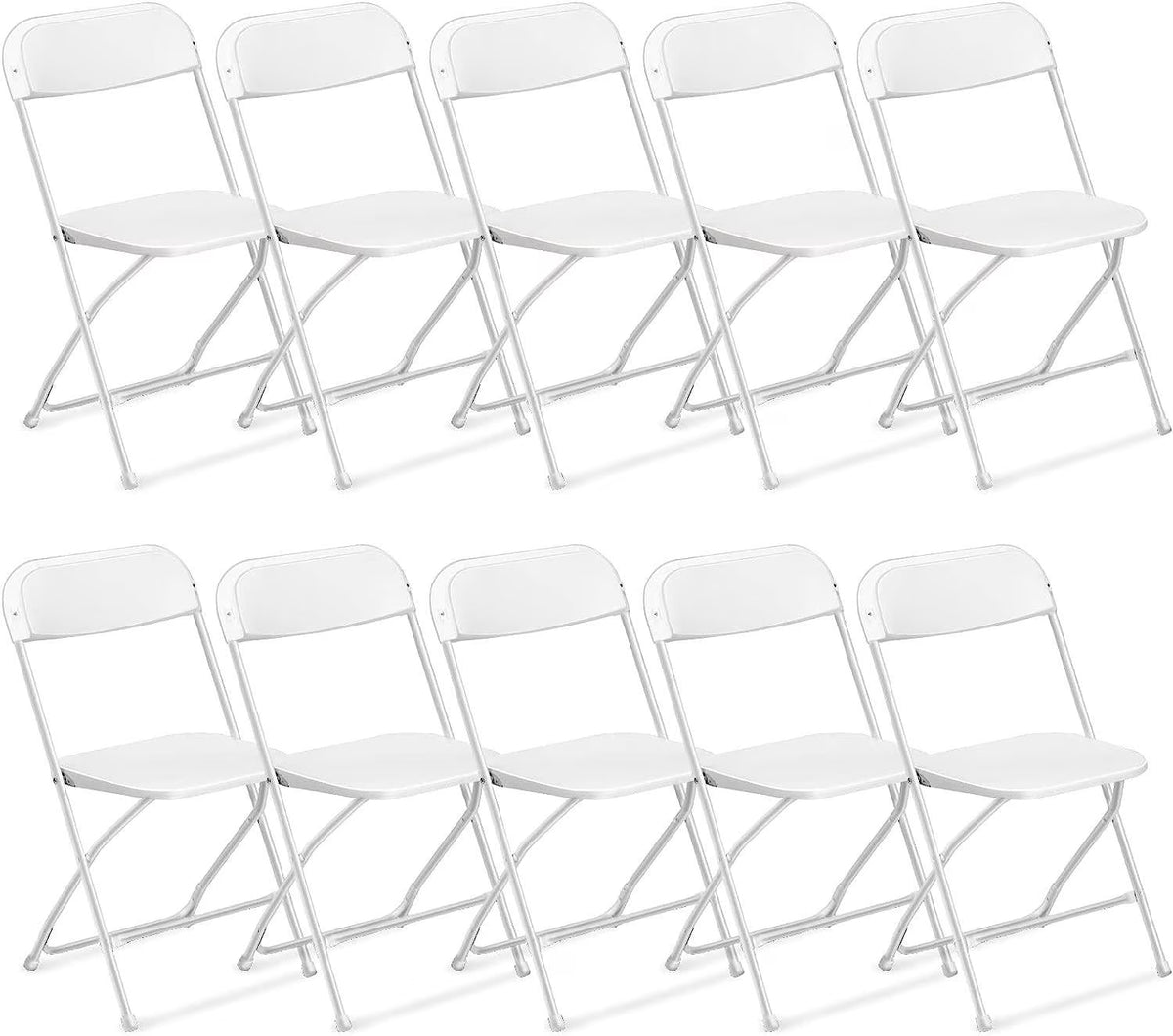 2026 NewKtaxon 10 Pack Commercial Plastic Folding Chairs Stackable Wedding Party Chairs Portable Chairs for Outdoor White