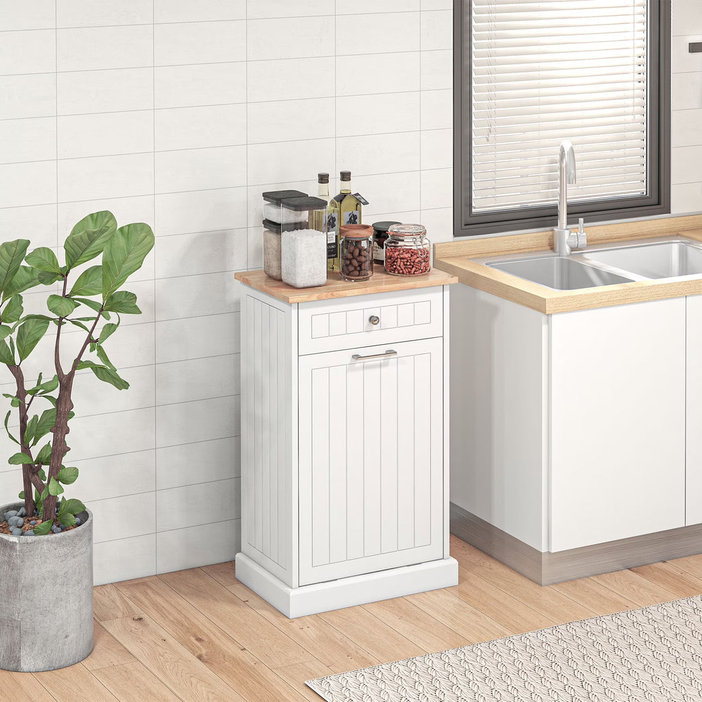 2026 NewHOMCOM Kitchen Tilt Out Trash Bin Cabinet, Free Standing Recycling Cabinet