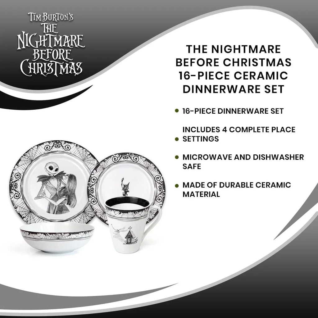 2026 NewThe Nightmare Before Christmas 16-Piece Ceramic Dinnerware Set