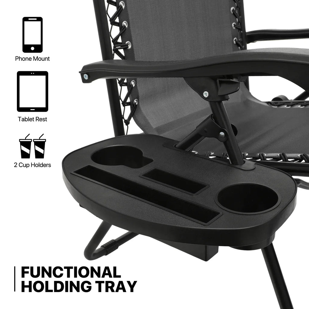 2026 NewMoNiBloom Zero Gravity Chairs Set of 2, Folding Outdoor Patio Beach Recliner with Canopy Shade & Headrest, Black