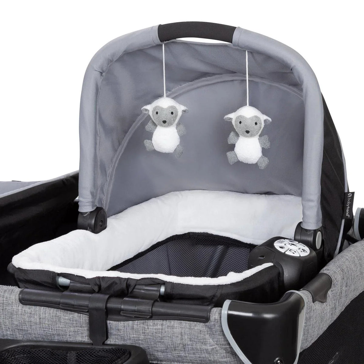 2026 NewBaby Trend Simply Smart Nursery Center Playard with Bassinet and Travel Bag - Whisper Grey