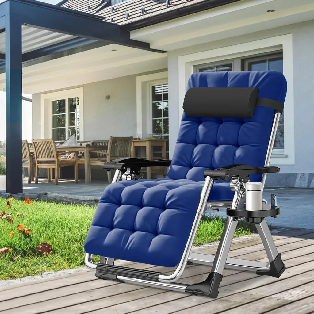 2026 NewNAIZEA 2 Pack Zero Gravity Chair, Foldable Portable Lawn Recliner with Cushion, Headrest, Cup Holder, Black