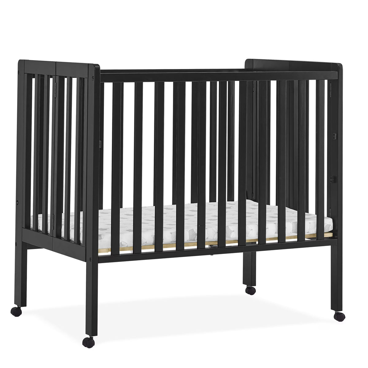2026 NewDelta Children Lee Portable Folding Mini Crib with 1.5-Inch Mattress - Greenguard Gold Certified, Bianca White