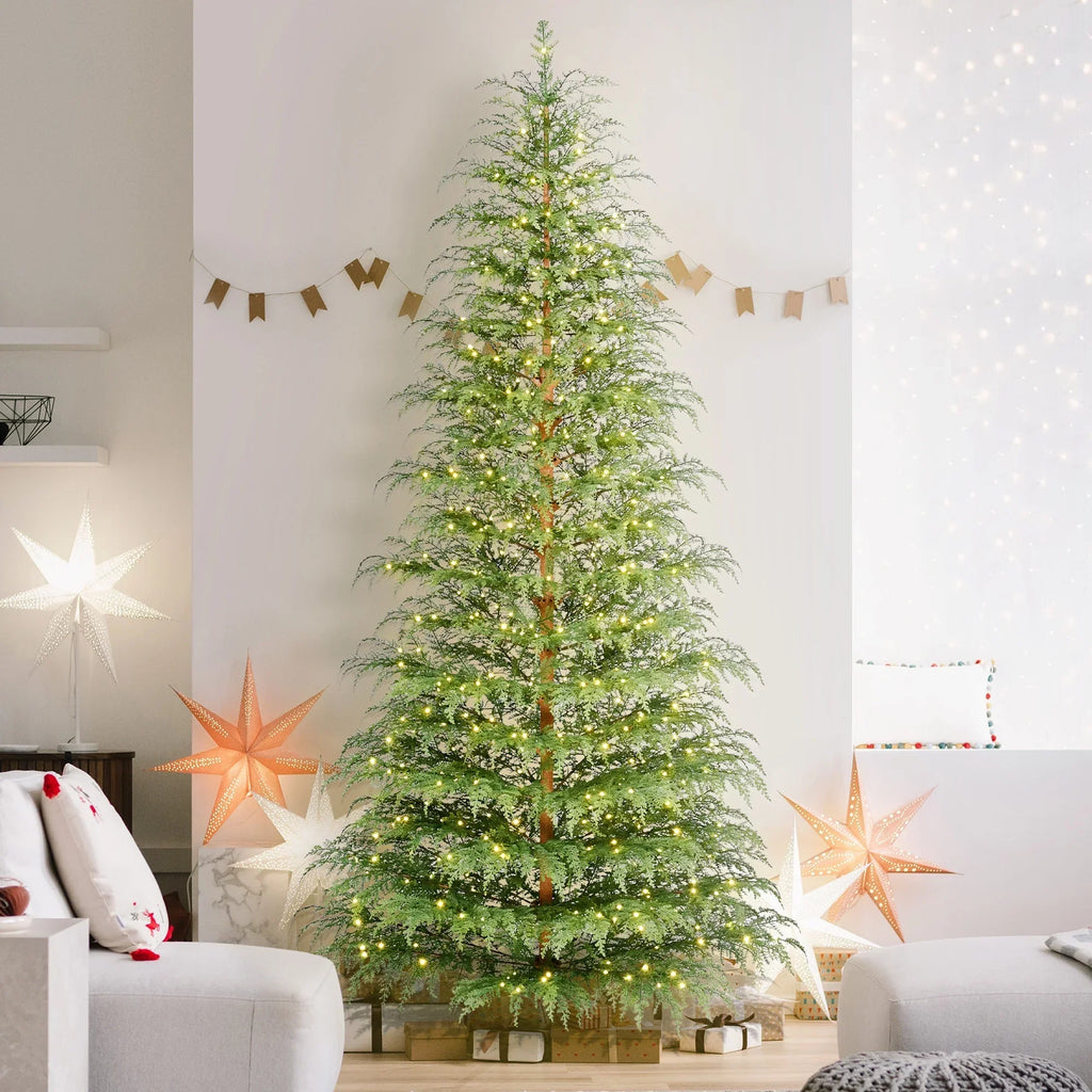 2026 New9' Pre-Lit Green Cypress Artificial Christmas Tree with 600 Warm White Twinkle LED Lights, by My Texas House