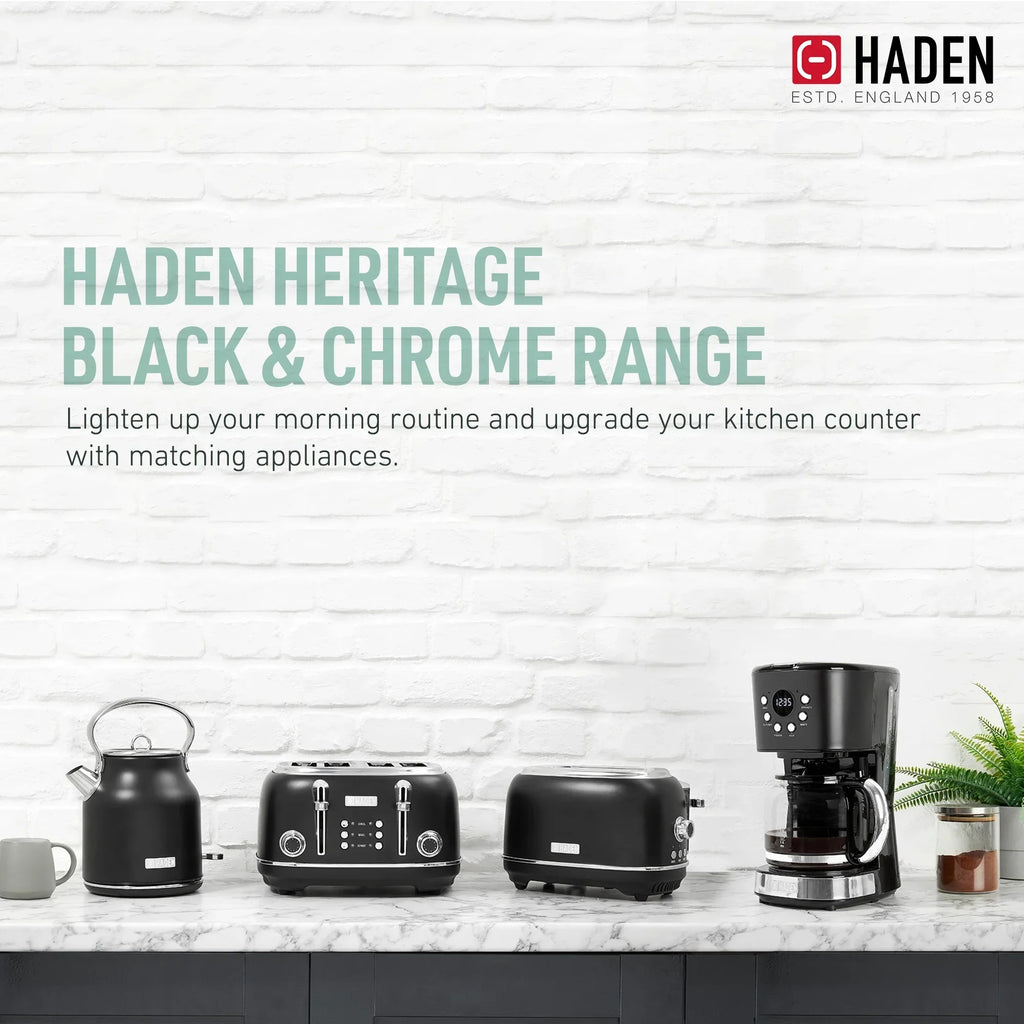 2026 NewHaden Heritage 1500 1.7 Electric Kettle, Matte Black Finish with Copper Accents