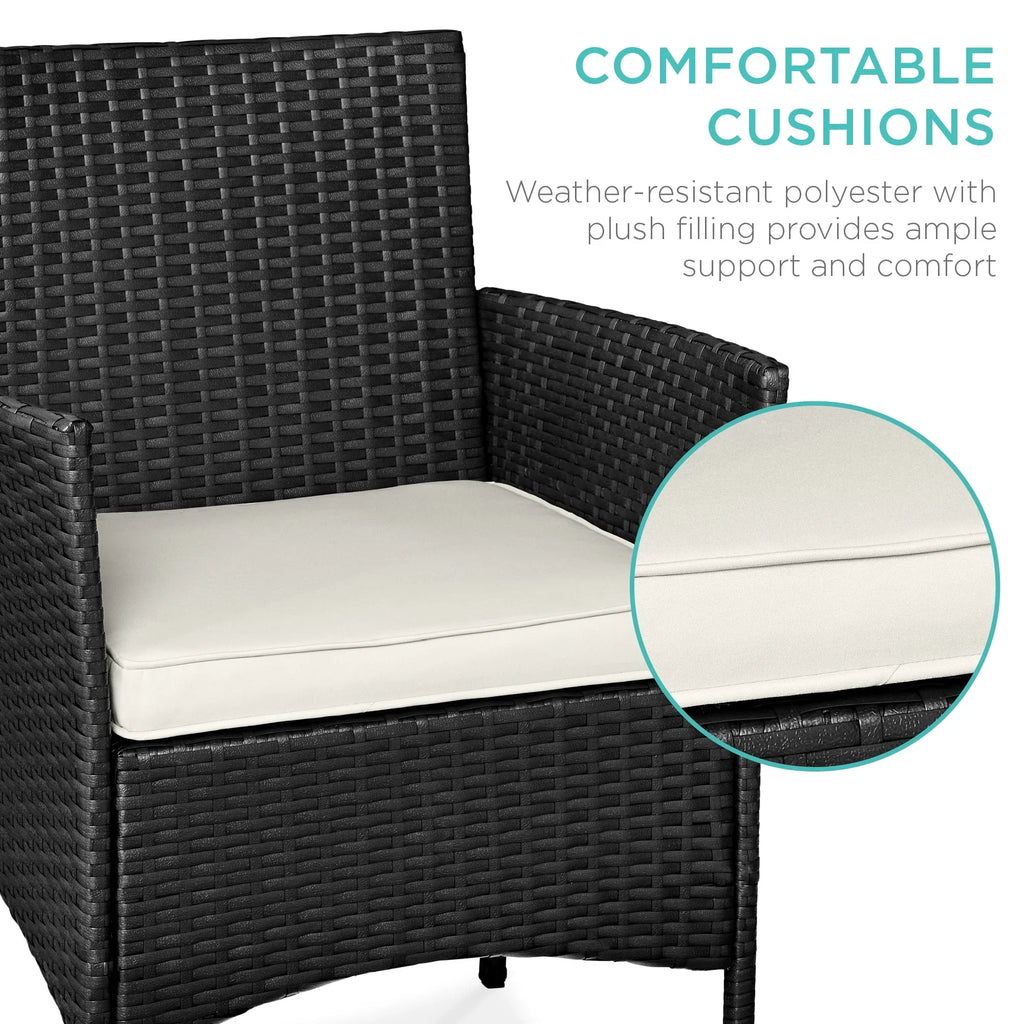 2026 NewBest Choice Products 3-Piece Outdoor Wicker Conversation Patio Bistro Set, w/ 2 Chairs, Table - Gray/Navy