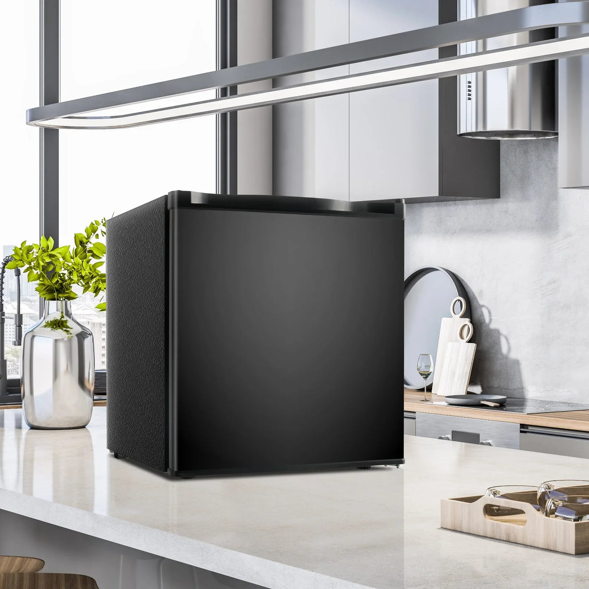 2026 NewSimzlife 1.6 Cu.ft Mini Fridge with Freezer, Single Door Mini Refrigerator, Black