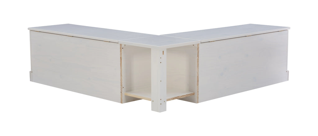 2026 NewLinon Romero Backless Corner Nook with Storage, 5-Piece Cushion Set, Natural/White/Beige