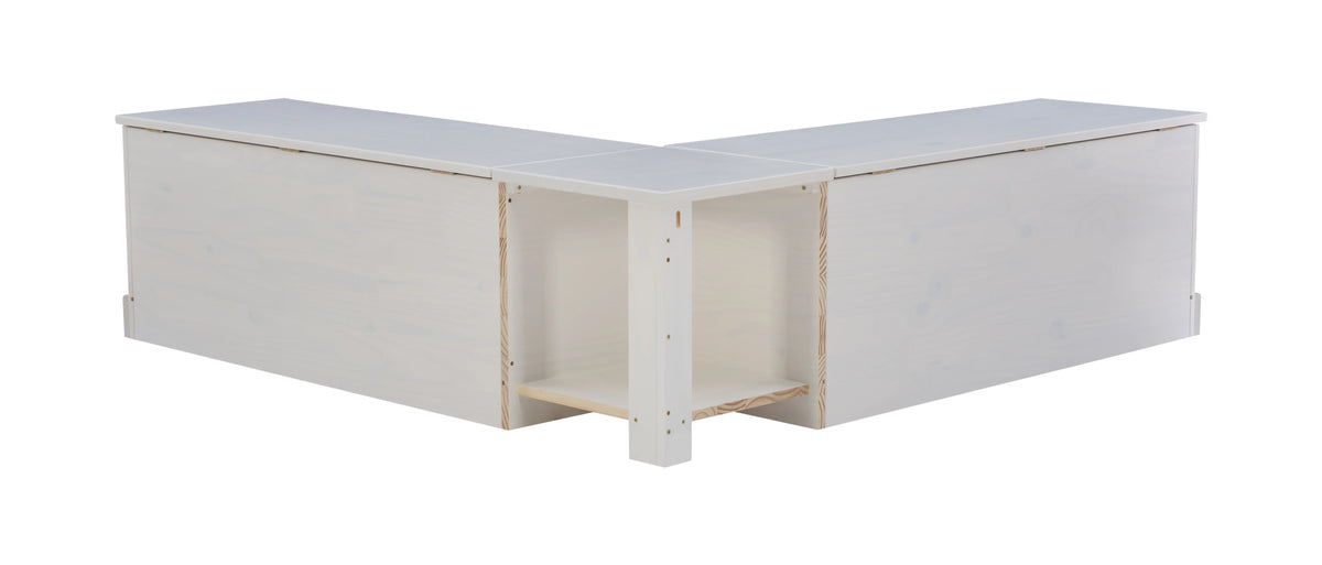 2026 NewLinon Romero Backless Corner Nook with Storage, 5-Piece Cushion Set, Natural/White/Beige