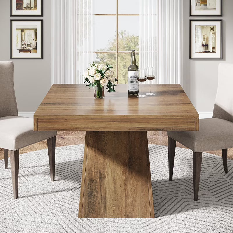 2026 NewTribesigns Square Dining Table for 4, 31.5-Inch Kitchen Table Small Dinner Table with Sturdy Pedestal Base, Farmhouse Dining Room Table for Home Dining Room, Living Room, Kitchen, Vintage Brown