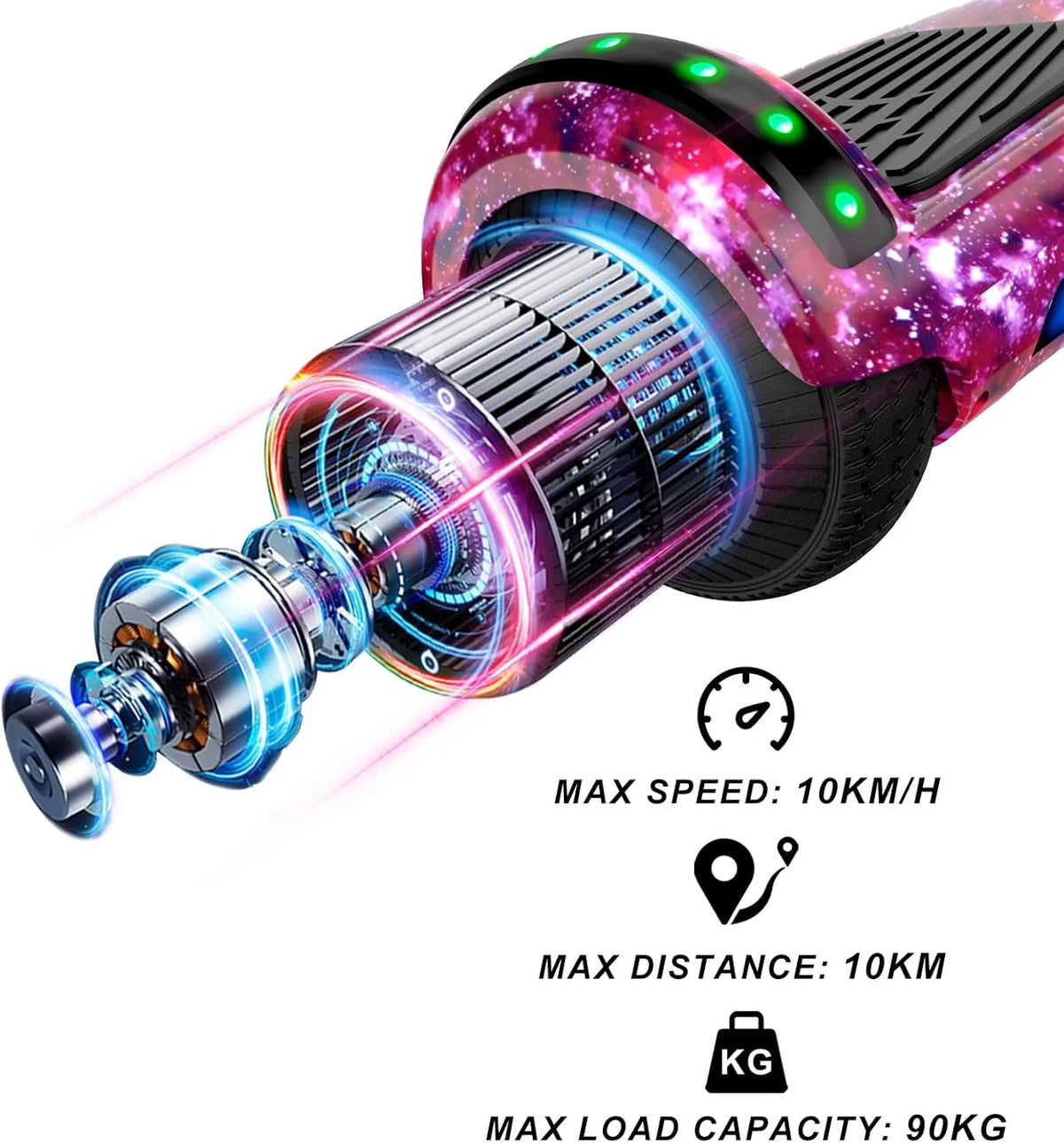 2026 Hoverboard con asiento, tabla flotante autoequilibrada de 6,5" con altavoces Bluetooth y luces LED para niños y adultos