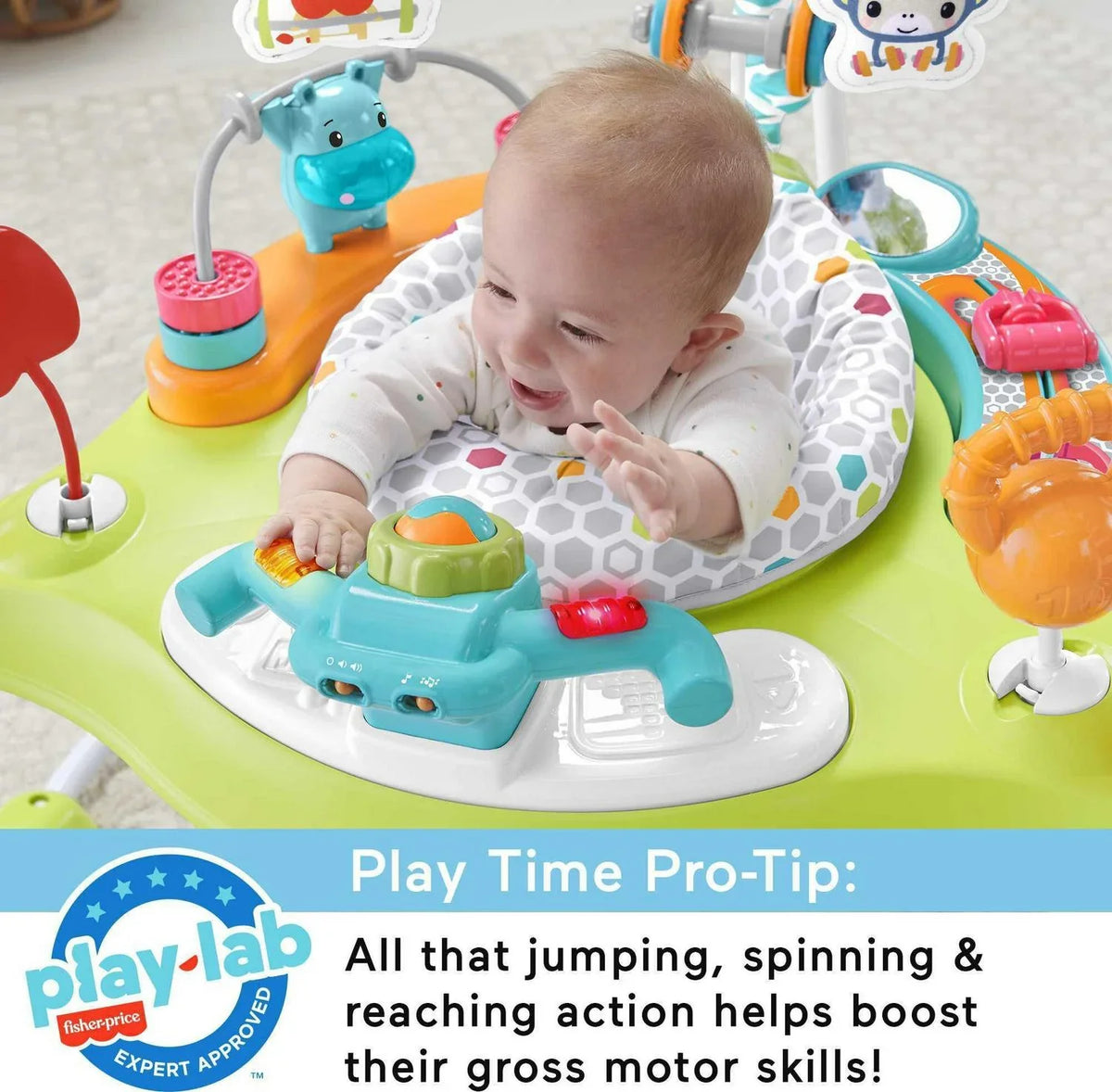 2026 NewFisher-Price Baby Bouncer Fitness Fun Folding Jumperoo Infant Activity Center with Lights & Music. Unisex