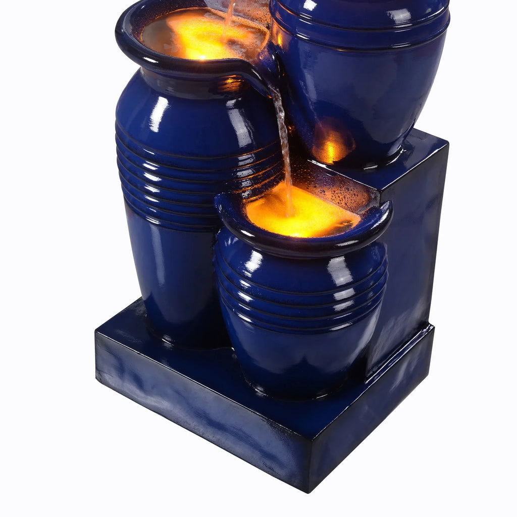 2026 NewTeamson Home 28.74" Solar Water Fountain with LED Lights, Navy