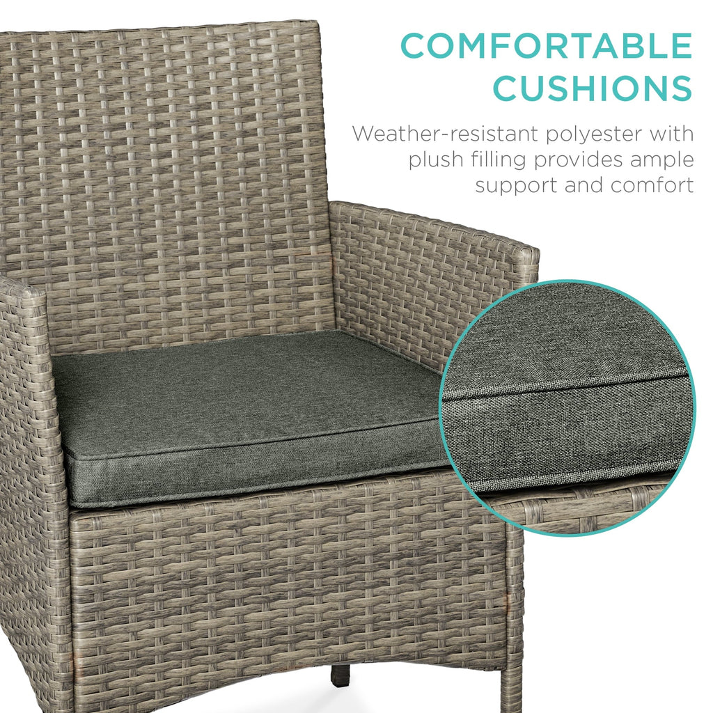 2026 NewBest Choice Products 3-Piece Outdoor Wicker Conversation Patio Bistro Set, w/ 2 Chairs, Table - Gray/Navy
