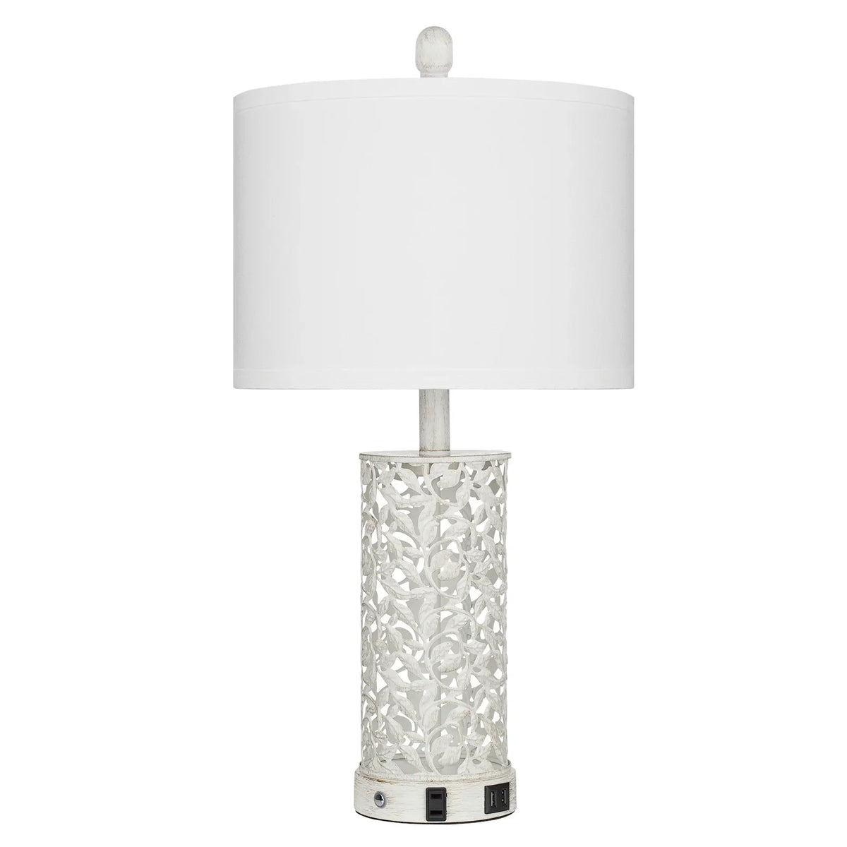 2026 NewCinkeda Table Lamp Set of 2 for Living Room Bedroom with USB Ports AC Outlet 3 Way Dimmable Touch Nightlight Farmhouse White Floral Nightstand Bedside Lamps